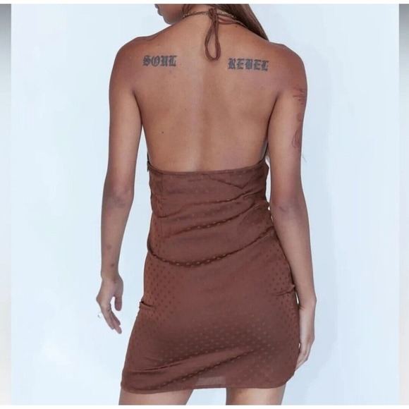 NWT Princess Polly Lenny Mini Dress Brown Polka Dot Sexy Size 8 - Picture 2 of 13